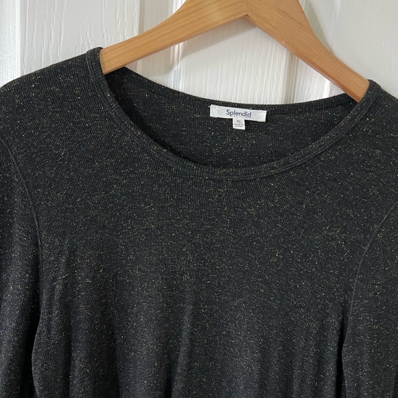 Splendid 🖤✨ black ribbed longsleeve crewneck with a subtle shimmer, XL - Picture 7 of 9